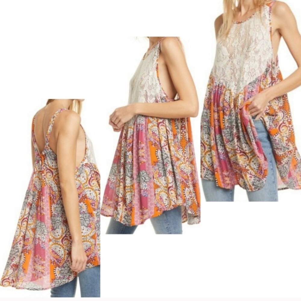 Free People count me in trapeze pink long top NWT!